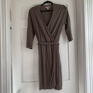 Banana Republic Gray Wrap Sweater Dress
